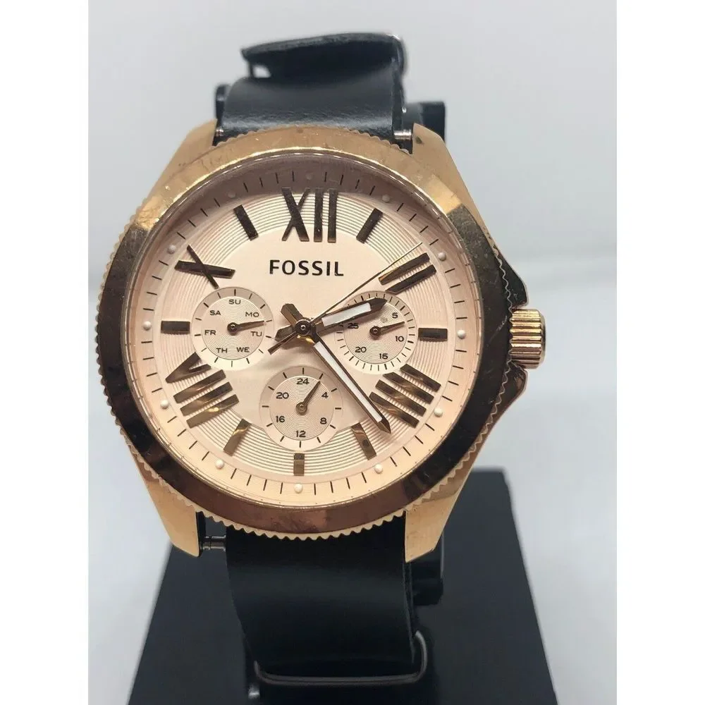 Fossil AM4511 Women's Black Leather Analog Dial Quartz Genuine Wrist Watch RK382